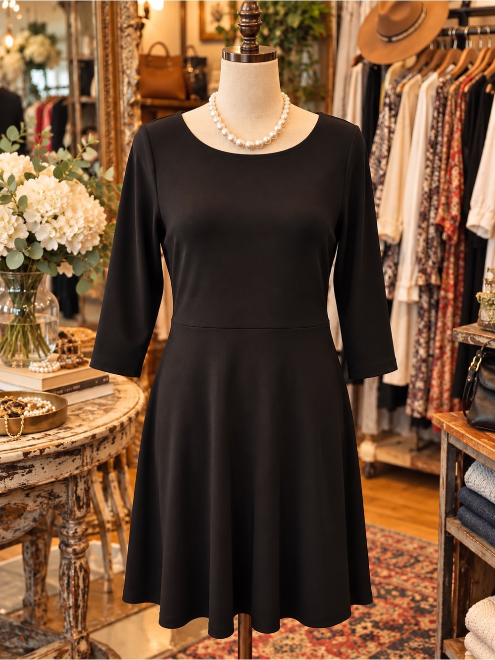 Boston Proper Black Jersey Knit Midi